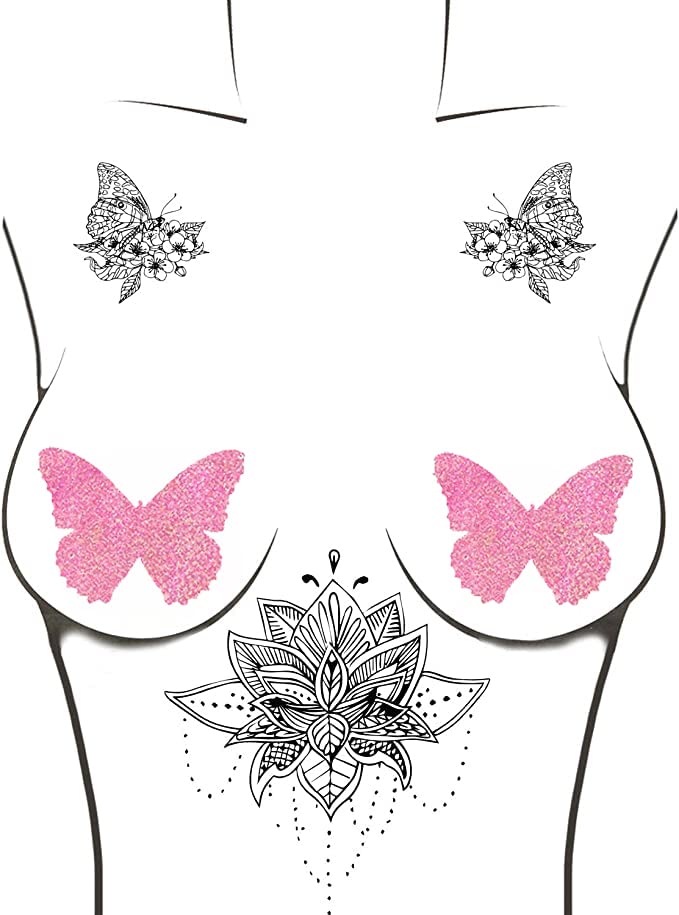 Neva Nude Naughty Knix G String with Matching Nipztix Pasties, Bella Rosa Pretty Iridescent Pink, One size - Image 3