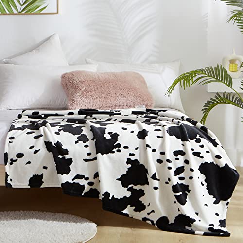 King Dare Cow Print Blanket Soft Cozy Fleece Flannel Cow Blanket For Couch Bed Plush Autumn Lightweight Sofa Throws For Adults Black And White Cowhide Bedroom Decor (50 X 60 In) #TOP1