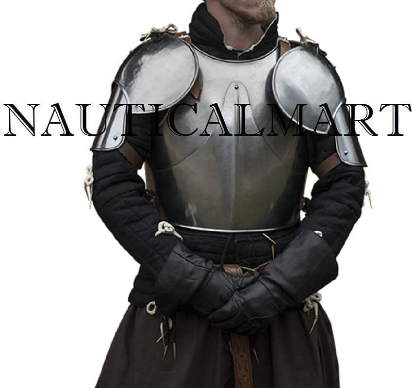 Medieval LARP Fantasy Costume Steel Armour Cuirass Breastplate with Pauldrons Halloween Costume