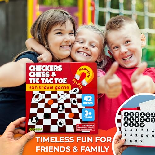 Image of Magnetic Puzzles for Toddlers 3-5 - Kids Travel Toys for Boys and Girls | 3 in 1 Chess and Checkers and TicTacToe Game Kids Ages 4-8 - Magnetic Puzzles for Travel, Road Trip, Plane, Car Ride