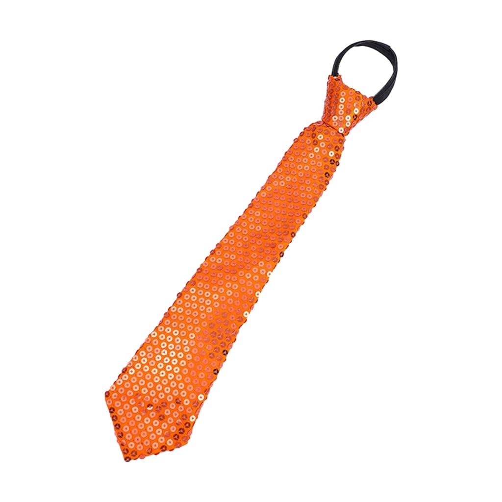 Elnwnnkc Shining Sequins Tie Stage Glitter Paillette Adjustable Zipper Necktie Pre-Tied Neck Wear Fashion Collar