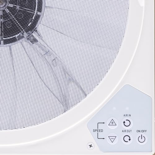 Build-in Rain Shield RV Roof Fan Vent 10-speed 12V 14'' Reversible Manual Open with Tail
