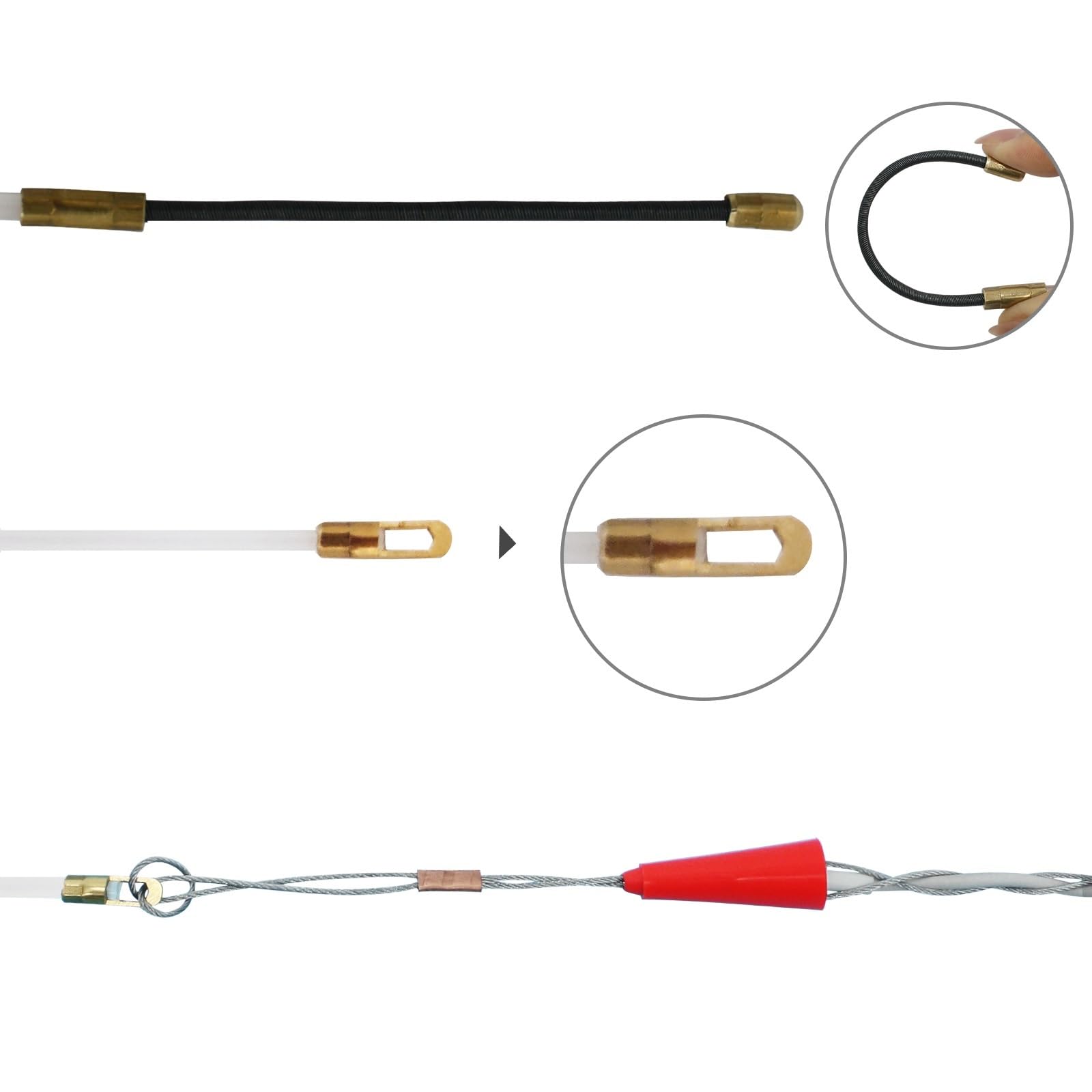 cable eléctrico, Extractor de nailon 10 a 30 metros, guía for cables, cinta pesca, extractor varillas eléctricas for electricistas(4mm x 20 Meter)