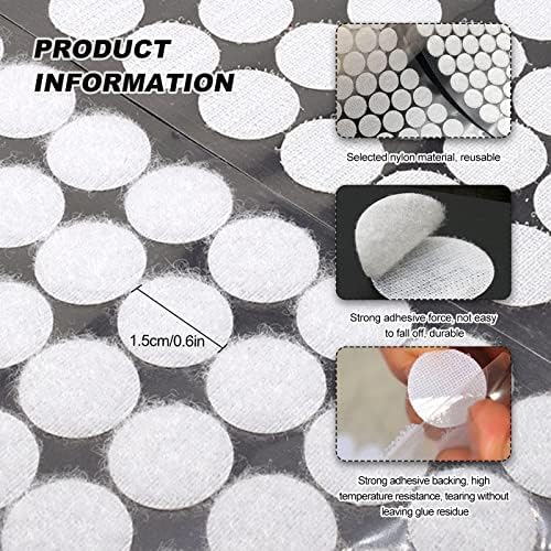 TakFree Sticky Dots, 15mm Sticky Back Glue Dots Self Adhesive 1020PCS Hook and Loop Dots Double Sided Sticky Pads for Home, School, Office (510 Pairs)