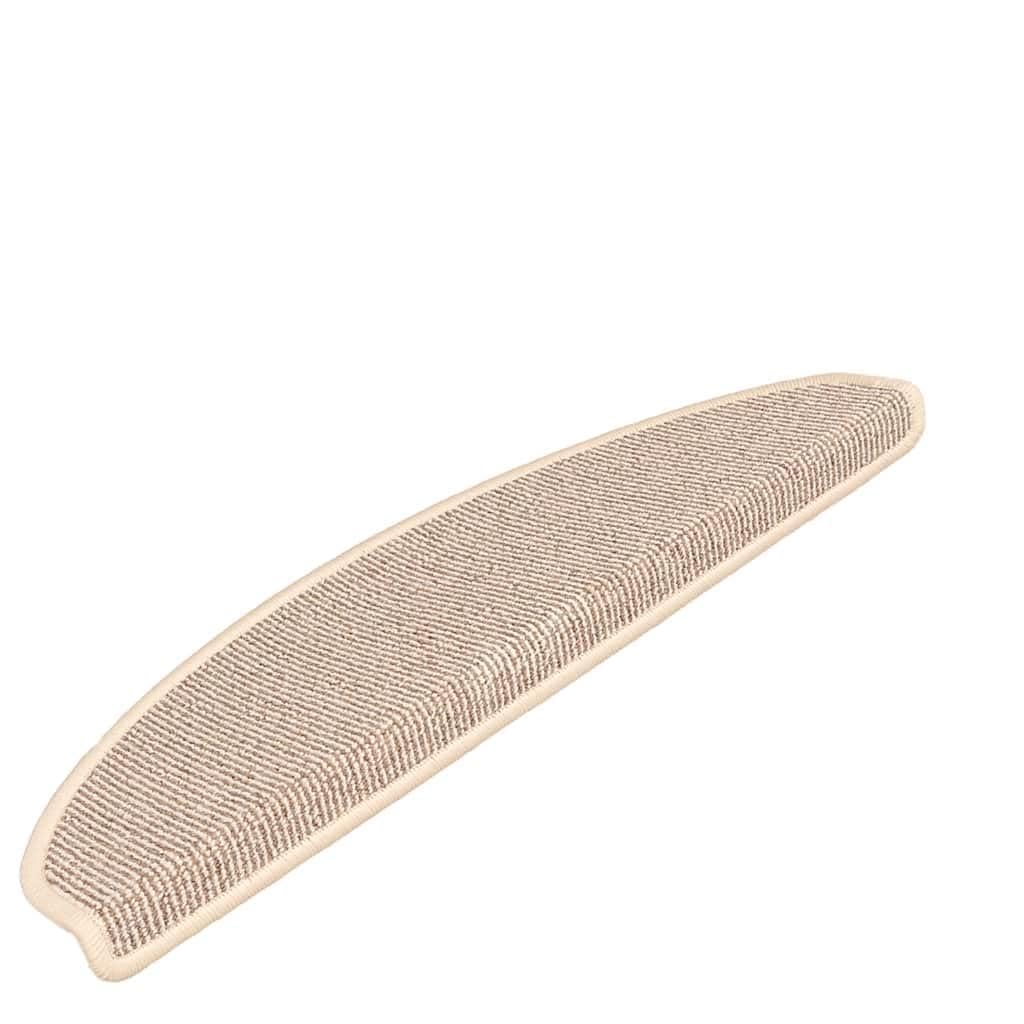 Tapis Escalier 15 Pièces 65x21x4 cm Blanc Marron Demi Rond Antidérapant PP