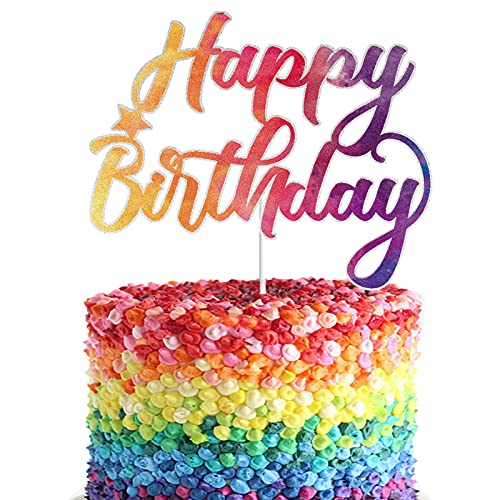 Tie Dye Happy Birthday Cake Topper For Tie Dye Party Carnival Party Decoration Supplies For Boys Girls #TOP9