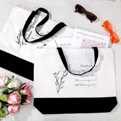 Image of 6 Pcs Thank You Canvas Bag Employee Appreciation Gift Reusable Grocery Bag Housekeeping Week Gift for Women Coworker