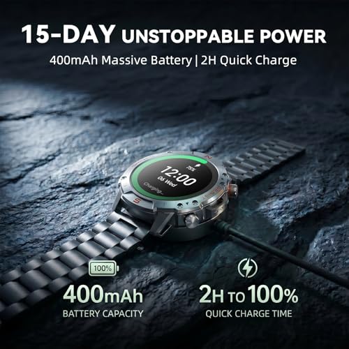 Image of WalkerFit Rugged Smart Watch for Men, 1.43 inch AMOLED 5ATM Waterproof, 2 Bands