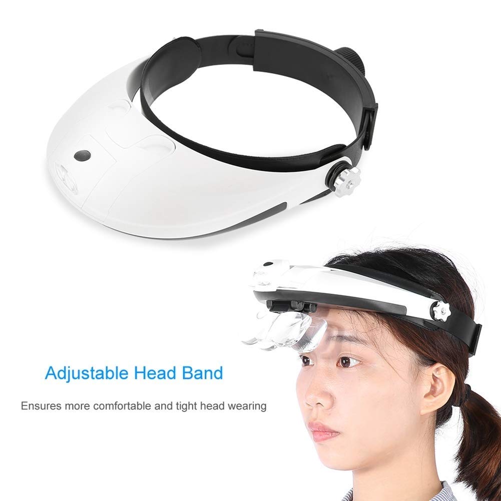 Lupa z pałąkiem na głowę Seria Deluxe noszone na głowie Lupa z podświetleniem LED Okulary do czytania, szkło powiększające ze światłem z 5 różnymi soczewkami (1X, 1,5X, 2X, 2,5X, 3X) beautiful scenery