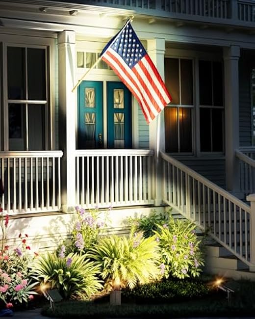 Solar Spot Lights Outdoor 6 Pack, 3 Brightness Modes Solar Landscape Spotlights for Flag, Auto On/Off Light for Garden, Pool Area, Tree, Pond, Yard