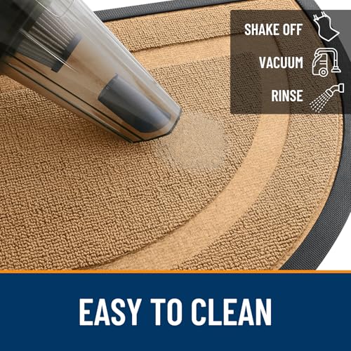 Image of OLANLY Half Circle Door Mat Indoor Outdoor Entrance Welcome, Waterproof All-Season, All-Weather Doormat, Sturdy Natural Rubber, Low Profile, Easy Clean Patio Porch Entryway Mat, 33x21, Butter Yellow