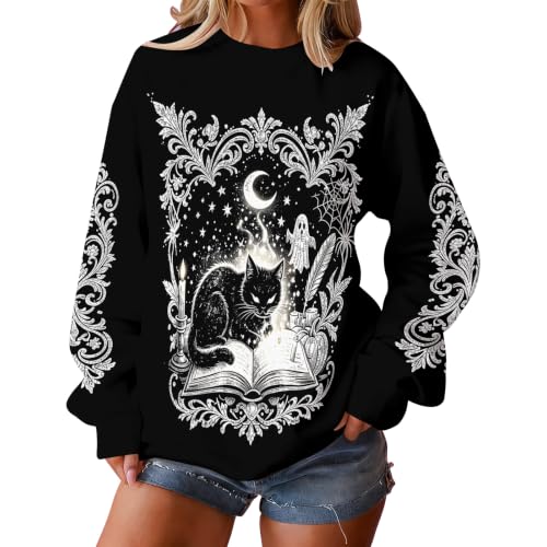 Plus Size Sweatshirt for Women Oversized Retro Halloween Graphic Sweatshirt - image 7