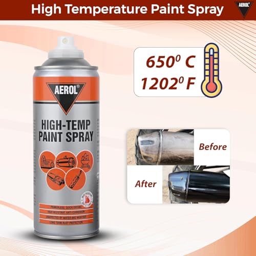 Image of AEROL High-Temp Paint Spray, Grade 6352 (300 g, Flat Black) - Primerless, Heat-Resistant Anti-Corrosion Coating for Silencers, Furnaces, Generators, and Barbeque Equipment