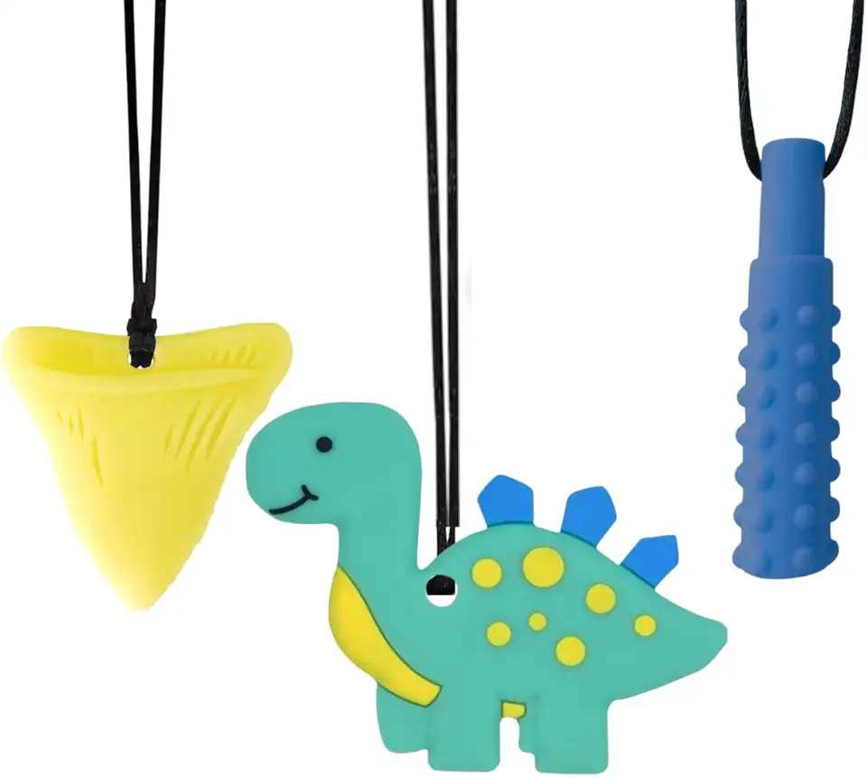 Colar Mordedor Infantil Para Autismo Ansiedade 3und Silicone (Estampa Menino)