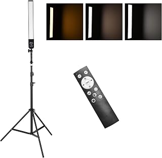 XIBANY Kit de luz de preenchimento portátil para fotografia portátil com bastão de luz de vídeo LED 24W 3200K-5500K regulável + suporte de luz de metal de 2M + controle remoto para Vlog Live Streaming