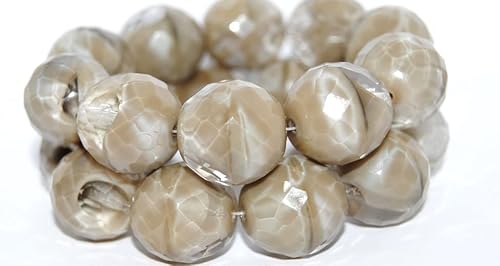 10 cuentas facetadas redondas pulidas al fuego, (17001B), vidrio, República Checa, tamaño 20 mm (0.79 in)