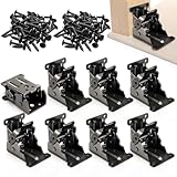 WUWEOT 8 Pack Table Leg Folding Brackets, Self-Locking Hinge Hardware with Screws, Extension Collapsible Shelf Bracket Support for Bed Leg, Wall Shelf, Saving Space