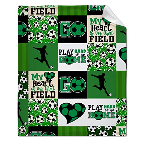 ARTBLANKET Soccer Throw Blanket Fannel Fleece Super Soft Funny Blanket Travel Throw Blanket for Bed Couch Sofa 60x50 in for Teen Car