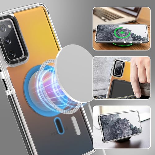 Image of Magnetic Case for Samsung Galaxy S20 FE 5G [Compatible with Magsafe] [Cute Fashion Fluorescent Design] [1 Screen Protector] Slim Translucent Matte Case for Galaxy S20 FE 5G 6.5 inch, Black