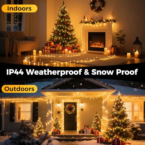 UIONVO Outdoor Christmas Fairy Lights 50M - 500 LED Warm White String Lights, Mains Powered Plug in Waterproof with Remote 8 Modes for Indoor Garden Party Wedding Xmas Decorations​ - Image 2