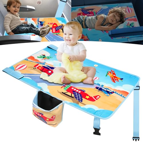 UNTREE Toddler Airplane Bed, Portable Kids Travel Essentials, Soft Airplane Seat Extender for Kids 1-4, Foot Rest for Flights (Plane)