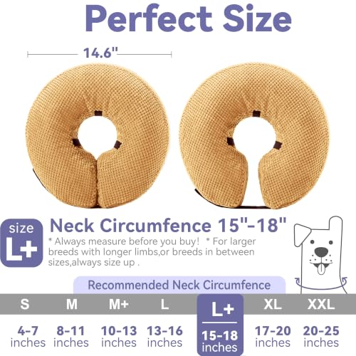 Image of Loflaze Inflatable Dog Cone Collar - Dog Neck Donut Cone Collar Alternative After Surgery - Soft Cone for Large Medium Small Dogs Cats - Alternative Recovery E Collar (Yello, L+)