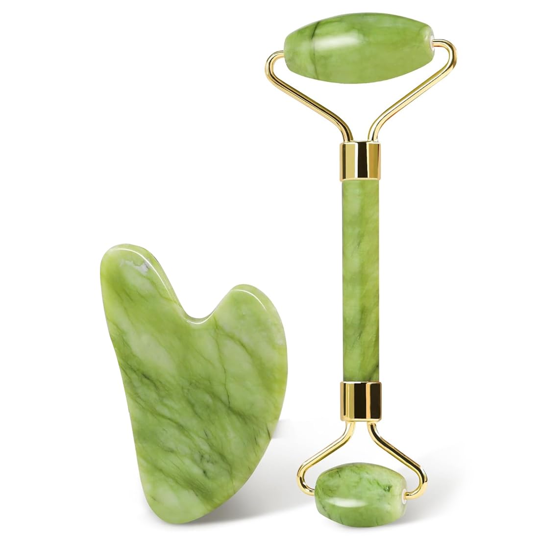 Gua Sha y Rodillo Facial, Guasha para el Masaje Facial, Rodillo de Jade Facial Masaje para Mujeres, Relajante de los Músculos del Cuello y del Cuerpo Gua Sha y Rodillo De Jade Tool, Masajeador