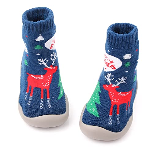 sfdgfhyf Winter Shoes for Toddler Cute Baby Christmas Santa Trees Printed Kids Baby Walking Shoes Animal Knitted Rubber2
