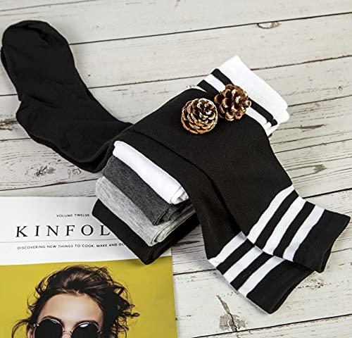 Chalier Cozy 6 Paar Kniestrümpfe Overknee Strümpfe Damen Lange Gestreifte Socken Thigh High Socks Beinwärmer Schenkel Socken für Mädchen
