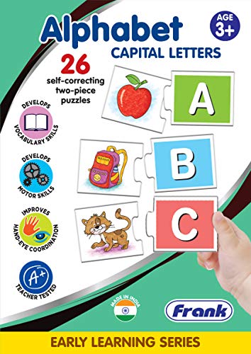 Image of Frank Alphabet Capital Letters -(52 Pieces) 26 Self-Correcting 2 Pcs Puzzle- Early Learner Educational Jigsaw Puzzles Set with Images for Kids 3 Years and Above - Educational Toys and Games - 10301