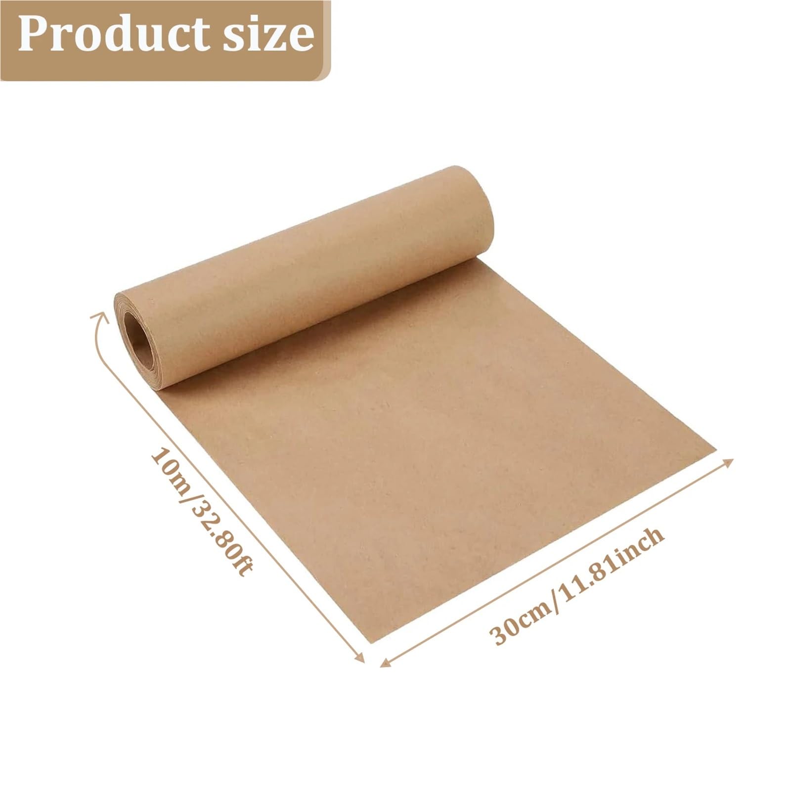 Geschenkpapier, 2 Stück, 10 m dicke, braune Kraftpapierrolle, umweltfreundlich, biologisch abbaubar, Geschenkverpackungen zum Basteln (Braun, 30 x 10 m)