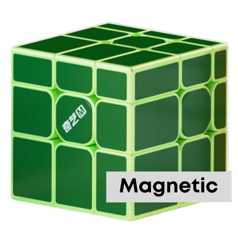 Image of QY Toys Mirror Magnetic Tiled 3x3 Speed Cube - Mirror Blocks Puzzle, Durable Tile Finish, Smooth Turning - Fun Shape Mod for Cubers & Collectors (Green)