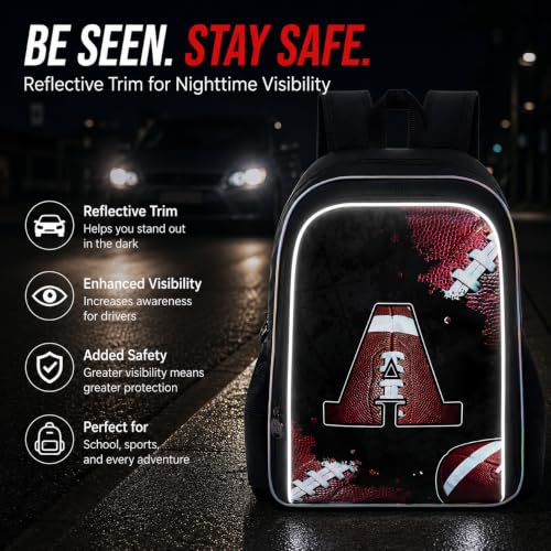 Image of gxtvo 3PCS Boys Rugby Bookbag, 17 inch Kids Letter Backpack with Lunch Box, Water Resistant Middle Elementary School Bag - Rugby A