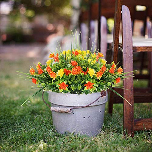 Rinlong Artificial Uv Resistant Flowers Outdoor Fake Plants Greenery Plastic Flowers Farmhouse Plants Shrubs For Hanging Planter Graves Cemetery Flowers For Window Box Front Porch Decor #TOP1