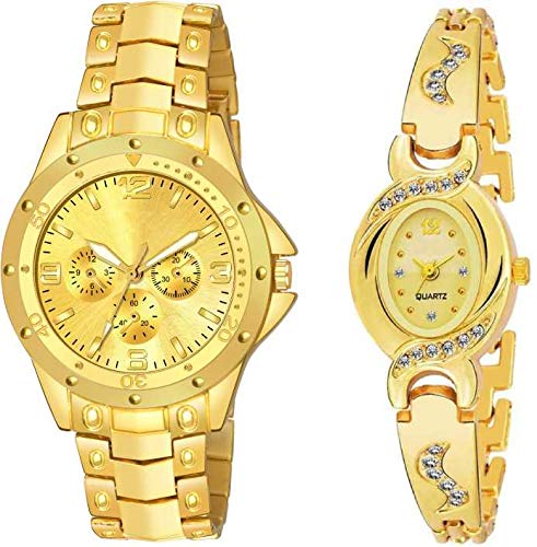 KIARVI GALLERY Stainless Steel Analog Full Gold Dial Couple Watches Analog Watch for Couple Watch for Men & Women (B08HPPPJQ6) Amazon Price History, Amazon Price Tracker
