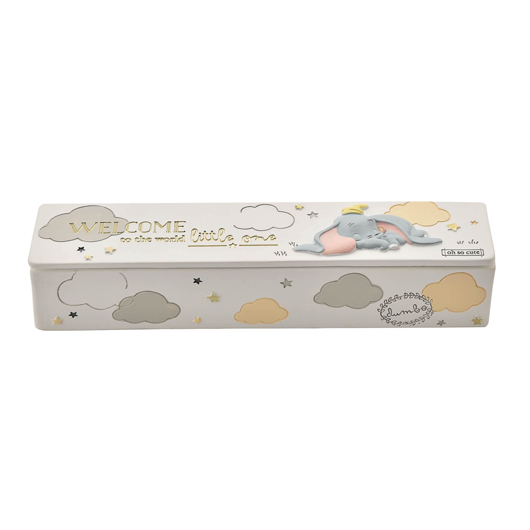 Happy Homewares Magical Beginnings Birth Certificate Holder Resin Box Dumbo - The for a New-born Baby - Officially Licensed