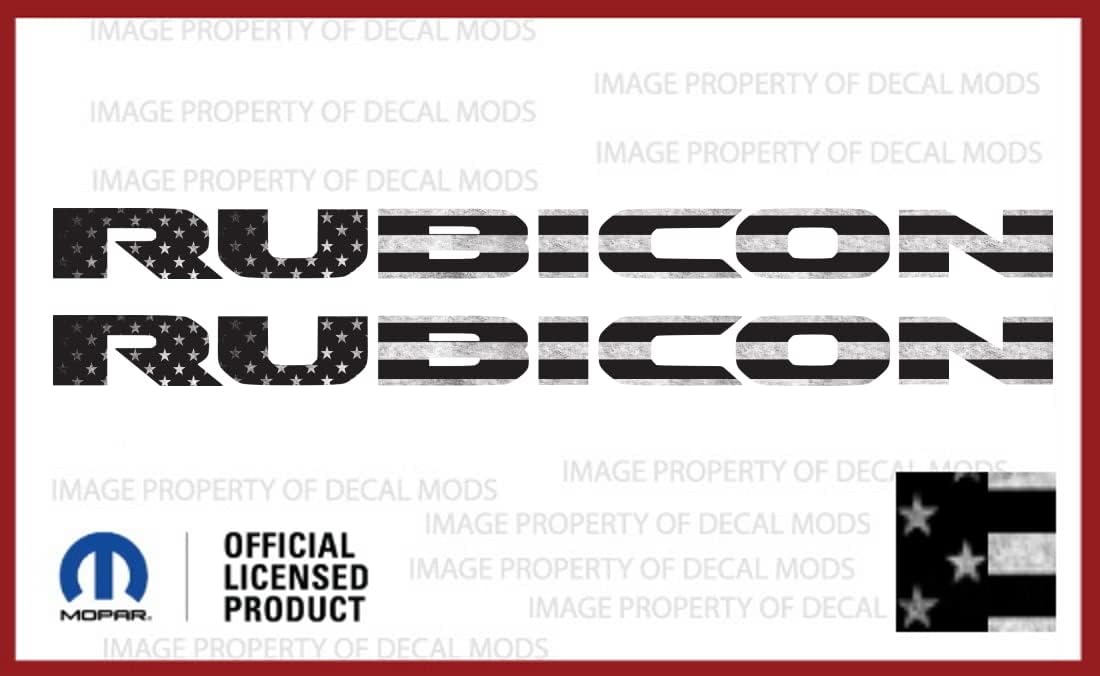 Decal Mods Rubicon Hood Graphic Decals Stickers fits Jeep Wrangler & Gladiator JL/JT Rubicon (2018-2024) B&W US Flag (Set of 2) FJ5V1