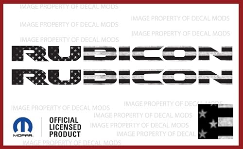 Decal Mods Rubicon - Calcomanías gráficas para capó para Jeep Wrangler y Gladiator JL/JT Rubicon (2018-2024) B&W Bandera de Estados Unidos (juego de