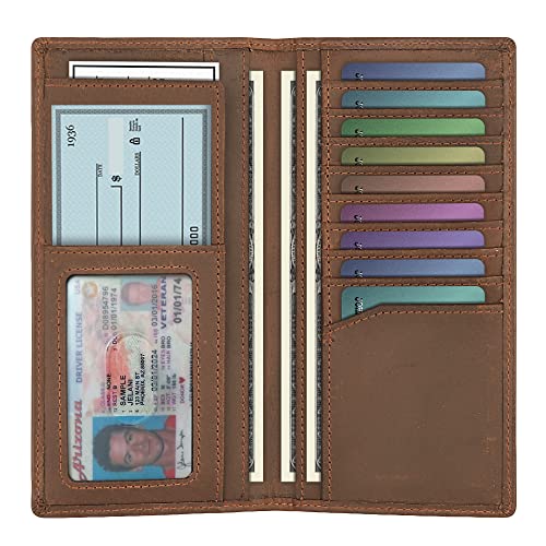 Nopowalli Long Wallets For Men, Genuine Leather Long Bifold Wallet Checkbook Wallets, Western Rodeo Wallet For Men, Rfid Blocking Leather Construction #TOP2