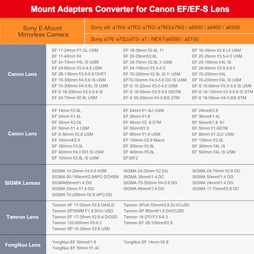 Anillo adaptador de montura Canon EF/EF-S a Sony E, con enfoque automático y control de apertura para cámaras Sony A7III, A7RIII, A7IV, A9, A6600 miniatura 3