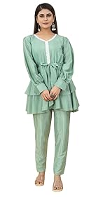 Fashion Basket Crape Pista Kurta Pant