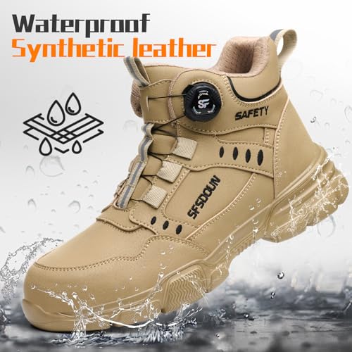Image of Work Boots for Men,Comfortable Lightweight Steel Toe Boots,Puncture Proof Construction Steel Toe Work Shoes,Mens Indestructible Safety Boots.
