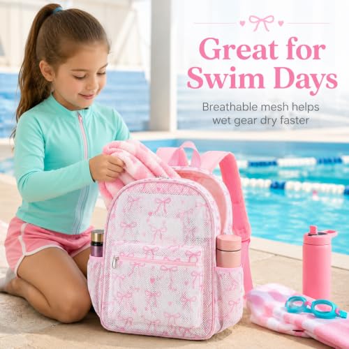 LEDAOU Mesh Backpack for Kids Girls Semi-Transparent Mesh School Backpack Bookbag Lightweight Casual Daypacks (Bow Pink) by LEDAOU - Used condition - Image 7