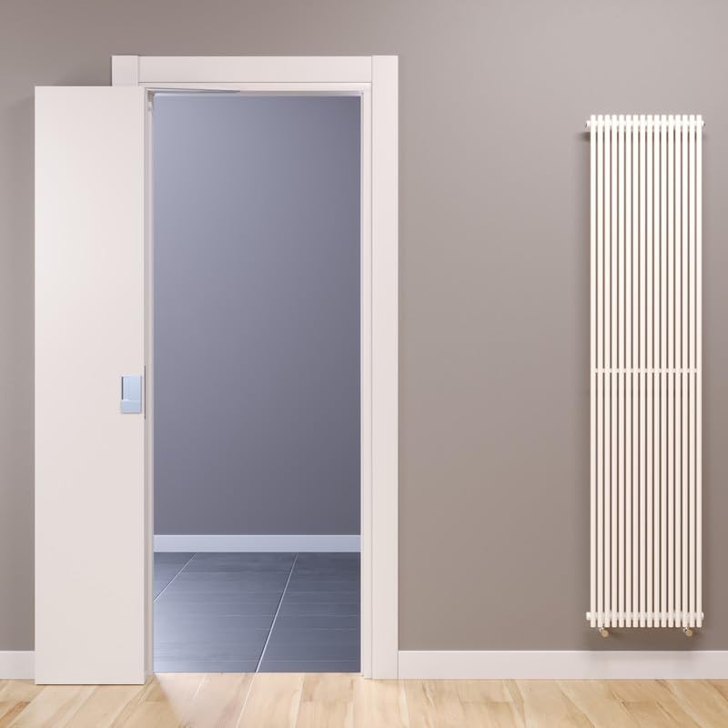 Porte Italiane, Porta Pieghevole a Libro Fluid Motion 180° in Laminato, Telaio in Legno e Coprifili Waterproof, con Serratura Magnetica, 80x210 cm con Apertura DX, Bianco