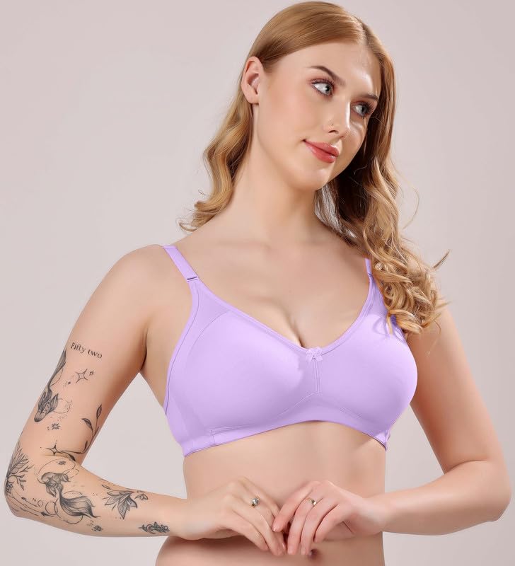 Image of London Hills Regular Bra for Women Everyday Non Padded Wire Free Full Coverage Cotton Blend