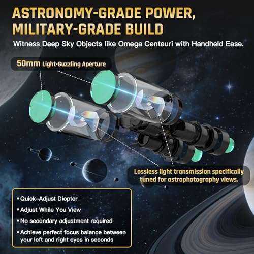 Image of 10x50 Binoculars for Adults High Powered Astronomy Binoculars Stargazing | Nitrogen-Filled IPX7 Waterproof Bird Watching Star gazing Long Distance Hunting Cruise Ship Travel Binoculars 10x50 FMC BAK4