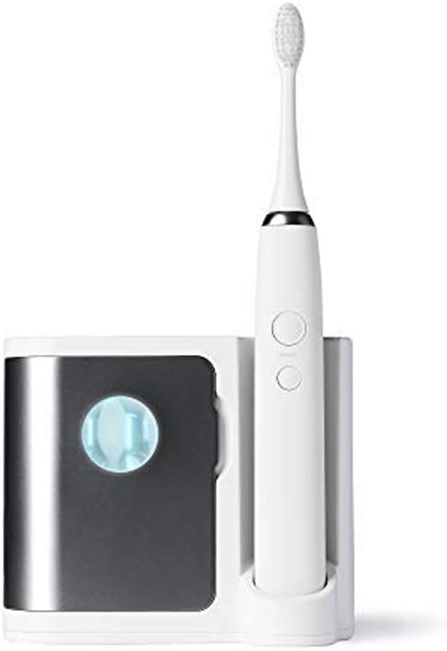 Dazzlepro Elements Sonic Electric Toothbrush with UV Sanitizing Rechargeable Charging Base, 3 Brush Heads, Travel Ready (DP232644600), Charcoal, 1 Count