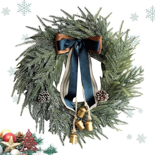 Nudorpn Weihnachtskranz Indoor | Wohnkranz Mit Schleife Und Glocke | Landhaus Deko Für Büro Eingangstür Wand Kaminsims | Für Innen Und Außen Winterfeste Festlichkeiten Nudorpn Weihnachtskranz Indoor | Wohnkranz Mit Schleife Und Glocke | Landhaus Deko Für Büro Eingangstür Wand Kaminsims | Für Innen Und Außen Winterfeste Festlichkeiten