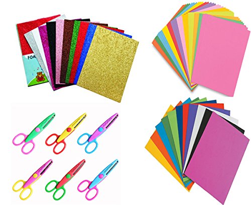 GOLD LEAF 4-in-1 DIY Decoration Craft Kit for Kids & Teens – Craft Scissors, A4 Glitter Paper, Color Paper & Foam Sheets – Ideal for School Projects & Home Décor.