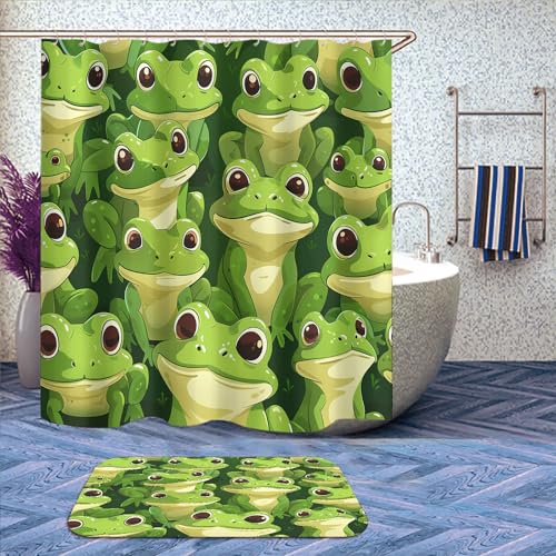 Yozeuoo LYY92 4 Pcs Frog Shower Curtain Set thumb #1
